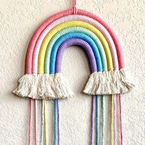 Woven Tasseled Pastel Rainbow Wall Hanging Baby Nursery Children's Room Decor